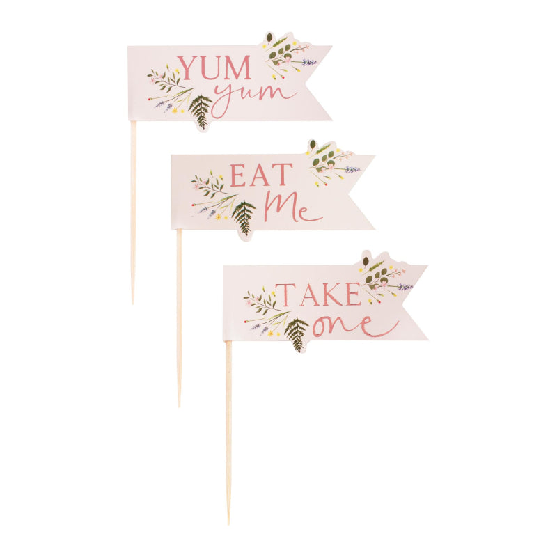 Let's Par Tea Floral Cupcake Toppers (12 pack)