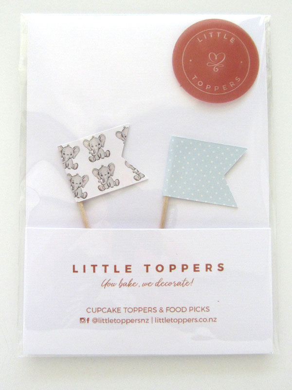 Baby Elephant Cupcake Toppers - Blue (6 pack)
