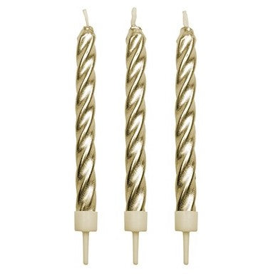PME Twist Candles Silver with Holders - Gold (10 pack)