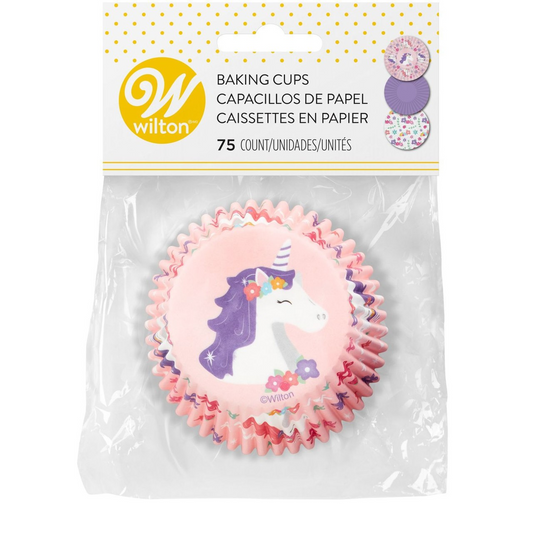 Wilton Unicorn Cups - Flower Print & Solid Purple (75ct)
