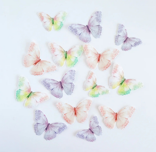 Flour N Butter - 4-5cm Watercolour Wafer Butterflies (27 pack)