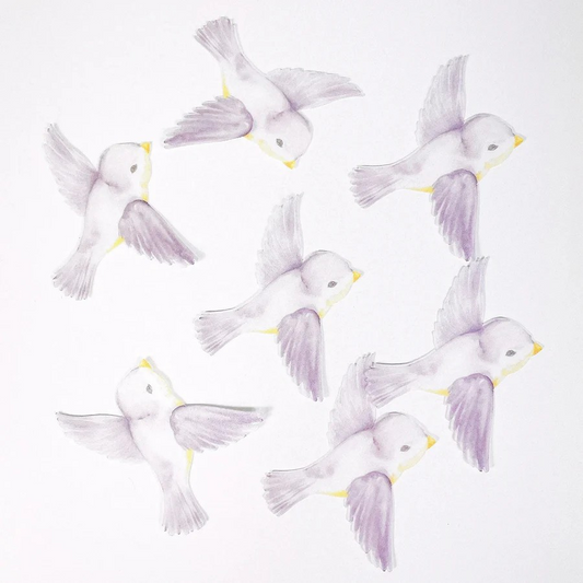 Flour N Butter - 4x5cm Edible Wafer Purple Birds (15 pack)