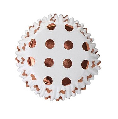 PME Cupcake Cups Foil Lined - Rose Gold Foil Polka Dots (30 pack)